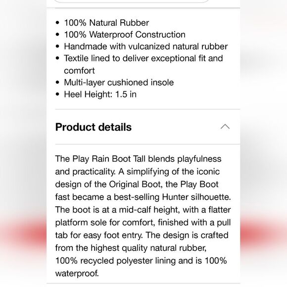 Hunter Original Play Tall Waterproof Rain Boots- Natural - Picture 6 of 10